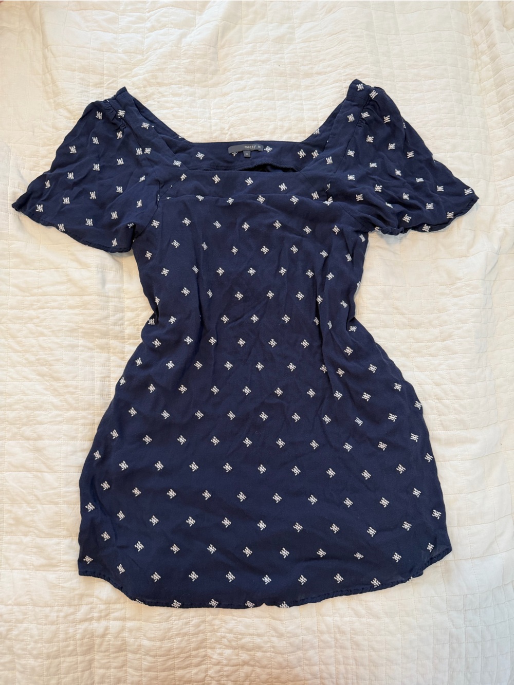 Matty M Navy Blue Embroidered Short Dress